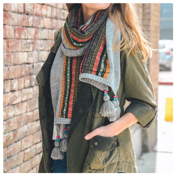 Bohemian Knit Braided & Tassel Scarf - Picture 5 of 8